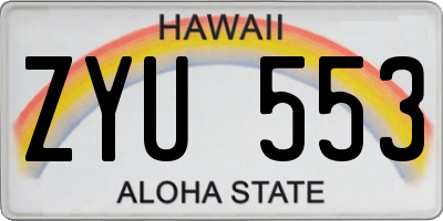 HI license plate ZYU553