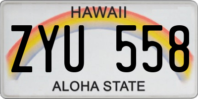 HI license plate ZYU558