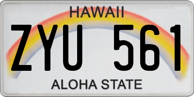 HI license plate ZYU561