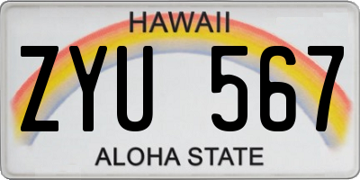 HI license plate ZYU567