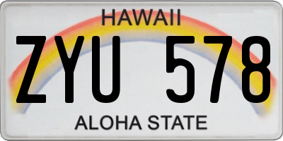 HI license plate ZYU578