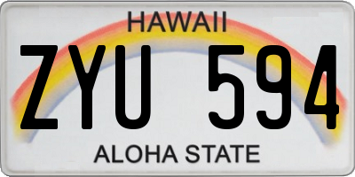 HI license plate ZYU594