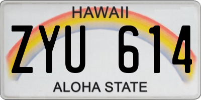 HI license plate ZYU614