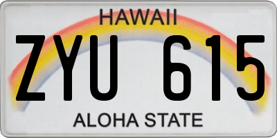 HI license plate ZYU615