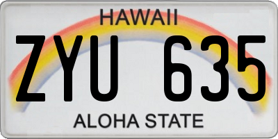 HI license plate ZYU635