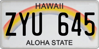 HI license plate ZYU645