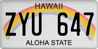 HI license plate ZYU647