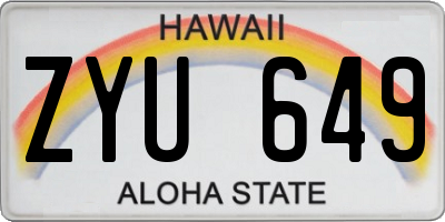 HI license plate ZYU649