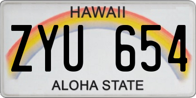 HI license plate ZYU654