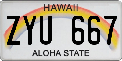 HI license plate ZYU667
