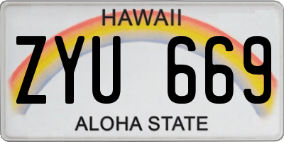 HI license plate ZYU669