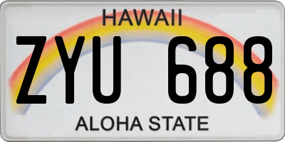 HI license plate ZYU688