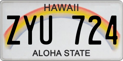 HI license plate ZYU724