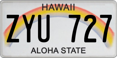 HI license plate ZYU727