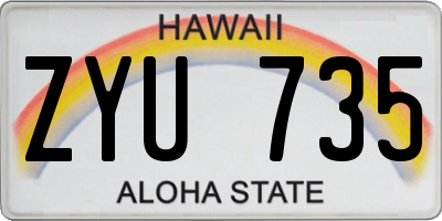 HI license plate ZYU735