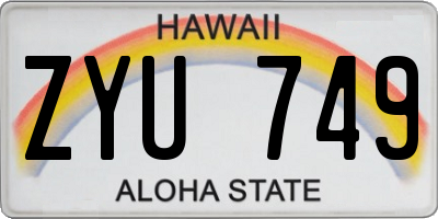HI license plate ZYU749