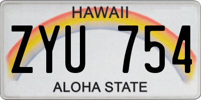 HI license plate ZYU754