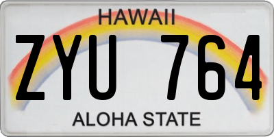 HI license plate ZYU764