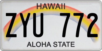HI license plate ZYU772
