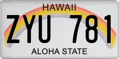 HI license plate ZYU781