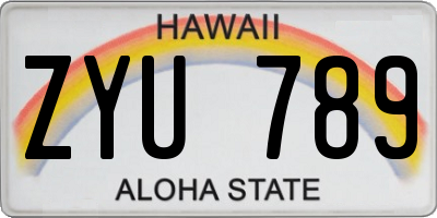 HI license plate ZYU789