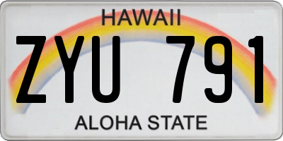 HI license plate ZYU791