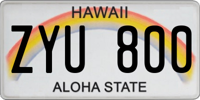 HI license plate ZYU800