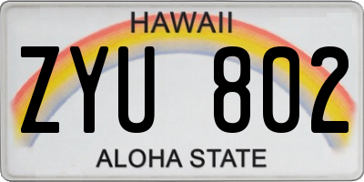 HI license plate ZYU802