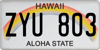 HI license plate ZYU803
