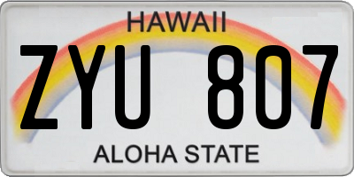 HI license plate ZYU807