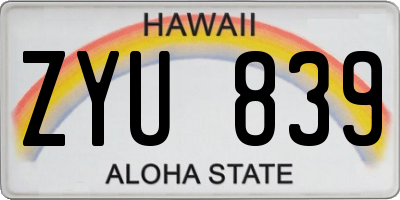 HI license plate ZYU839
