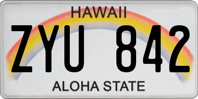 HI license plate ZYU842