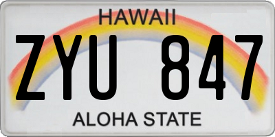 HI license plate ZYU847