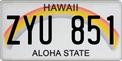 HI license plate ZYU851