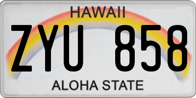 HI license plate ZYU858