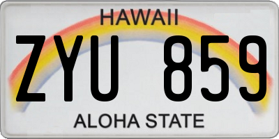 HI license plate ZYU859