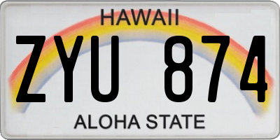 HI license plate ZYU874