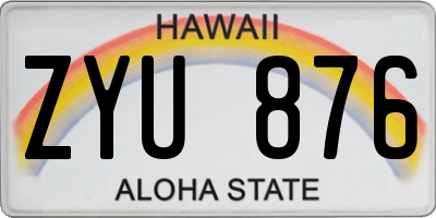 HI license plate ZYU876