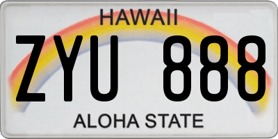 HI license plate ZYU888