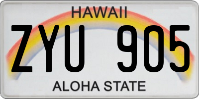 HI license plate ZYU905