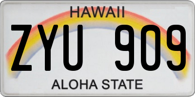 HI license plate ZYU909