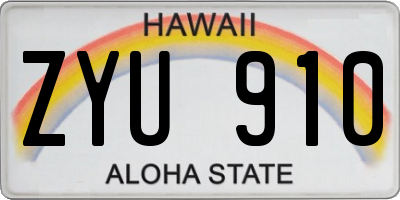 HI license plate ZYU910