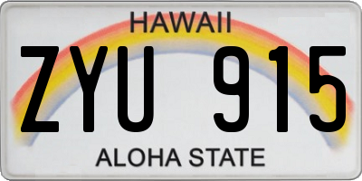 HI license plate ZYU915