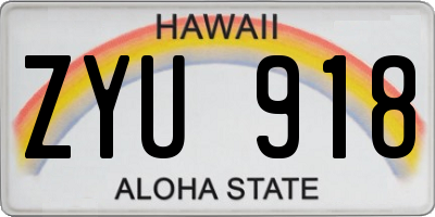 HI license plate ZYU918