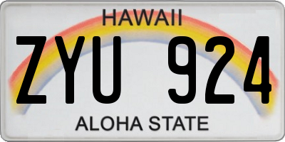 HI license plate ZYU924