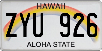 HI license plate ZYU926