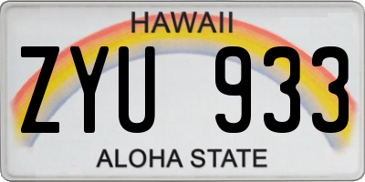 HI license plate ZYU933