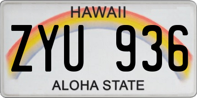 HI license plate ZYU936