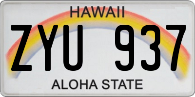 HI license plate ZYU937