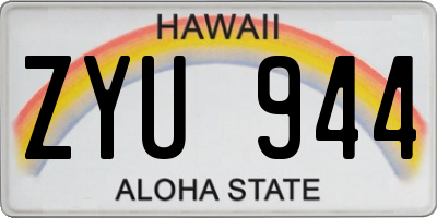 HI license plate ZYU944